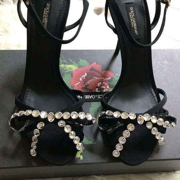DOLCE&GABBANA Jewelled-Bow Grosgrain Sandals - Picture 3 of 12